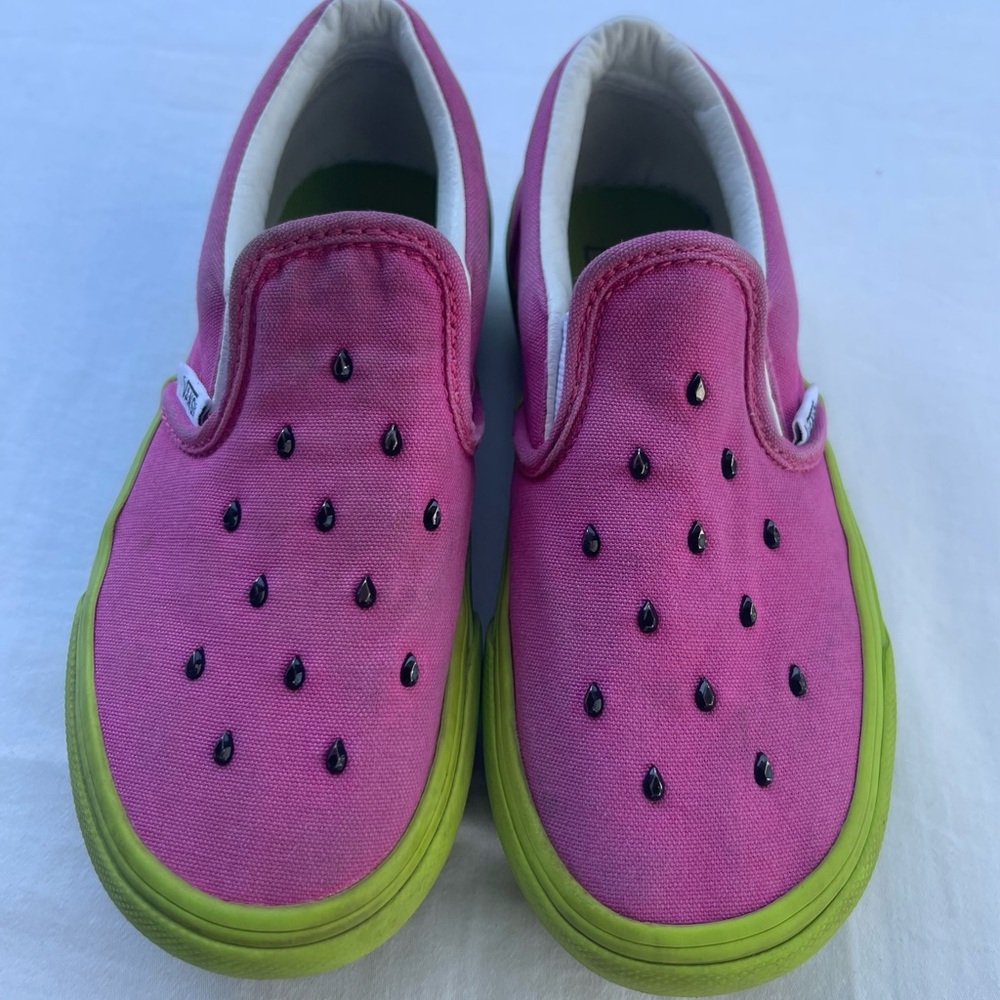 Vans Pink and Green Watermelon-Inspired Sneakers Kids 12.5. Pre-owned Condition